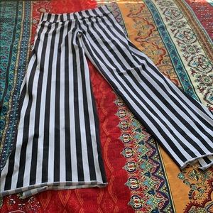 Black & white striped split to hip festival pants